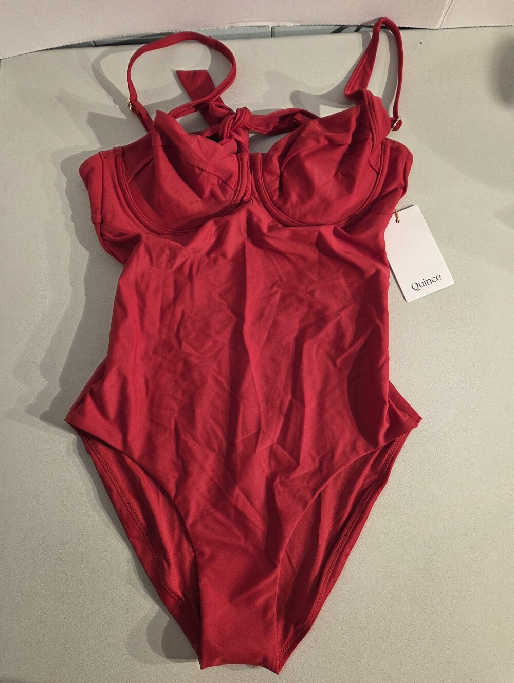 Quince Italian Underwire One-Piece Swimsuit Cherry Red Size Medium  Beach NWT